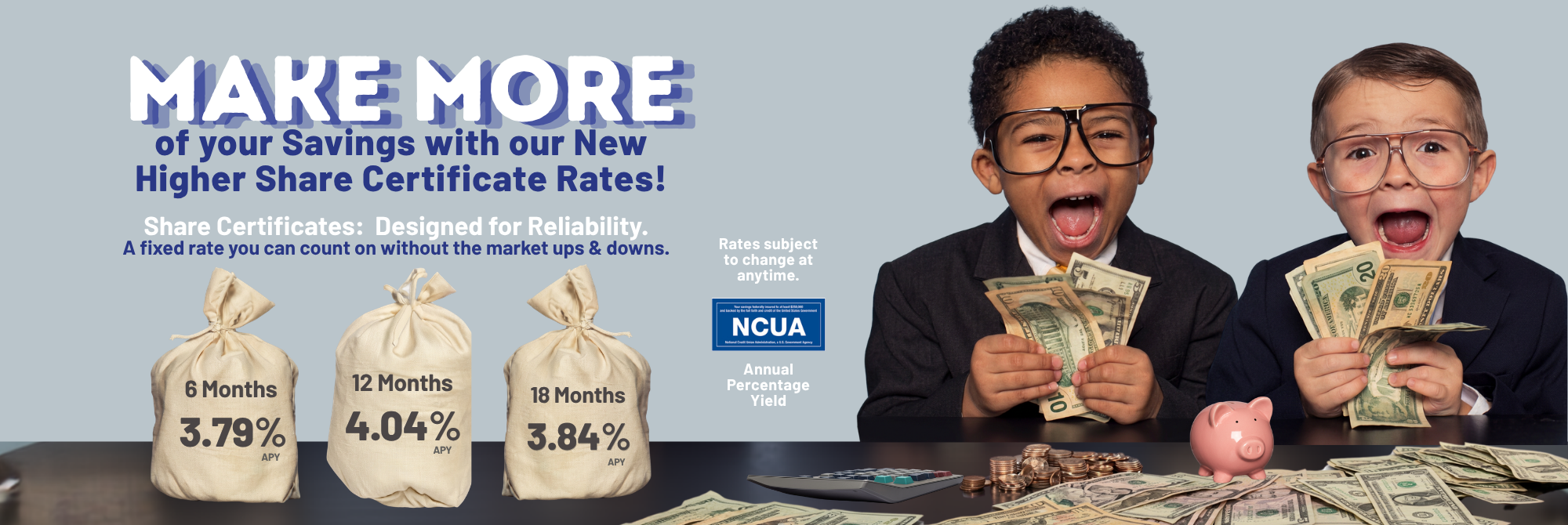 new higher share certificate rates banner
